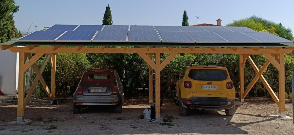 ombrière photovoltaïque bois parking